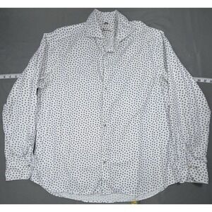 Stenströms Dress Shirt Mens XL White Floral Fitted Body Long Sleeve Woven
